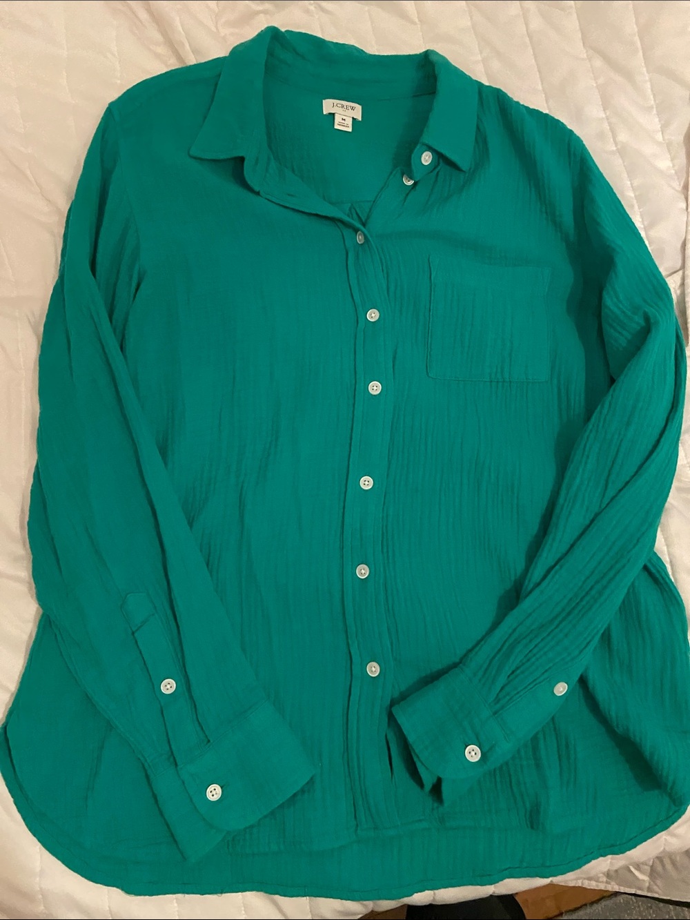 J. Crew womans Green Button-Down Shirt